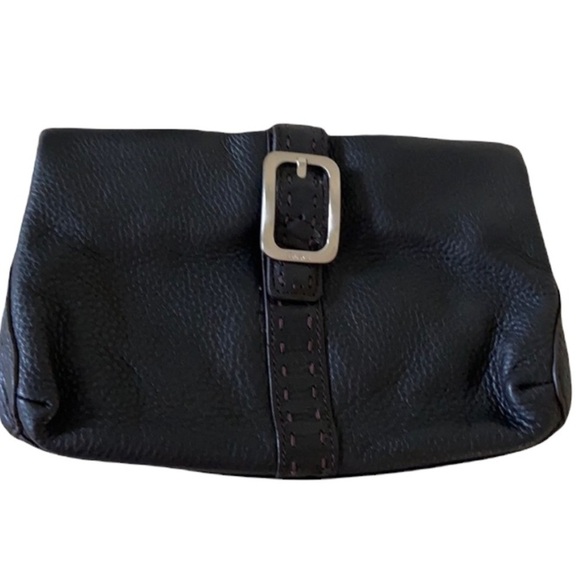 Cole Haan Handbags - Cole Haan soft pebbles black leather clutch with silver buckle and snaps